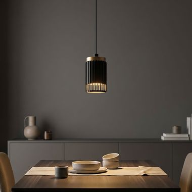 Pendant light, metal black gold, H 120 cm