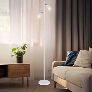 Lampadaire, métal, chrome blanc, spots mobiles, H 158 cm