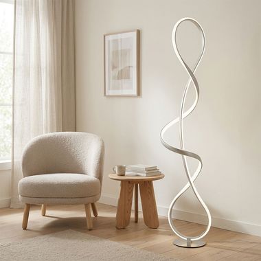 LED Stehleuchte SWIRL, Schwarz, Kristalloptik, Metall, H 132,5 cm
