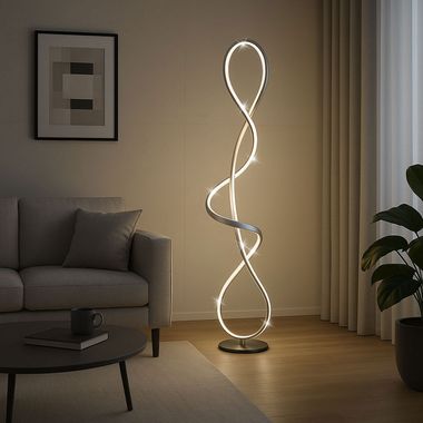 Lampada da terra a LED, argento, cristalli, H 132,5 cm