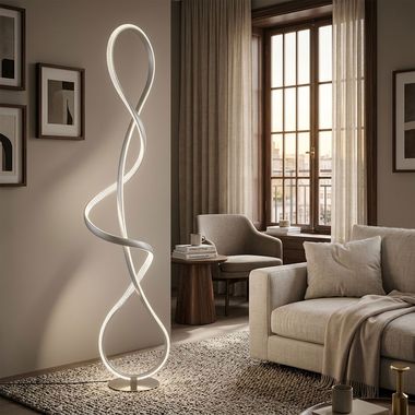 LED Stehleuchte SWIRL, Schwarz, Kristalloptik, Metall, H 132,5 cm