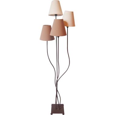 Lampa podłogowa, tekstylna, brązowo-beżowa, czarna, wys. 138 cm