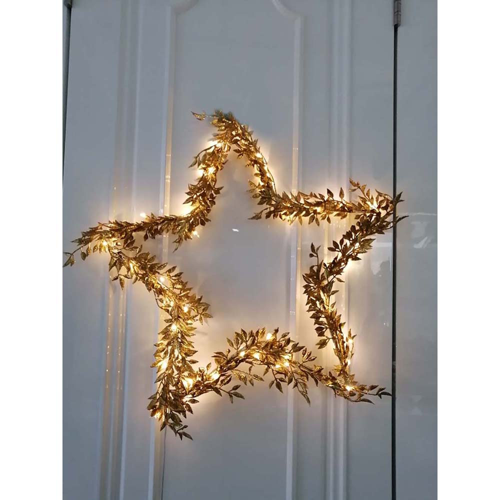 LED Weihnachtsstern, gold, Timer, Batterie, L 50 cm