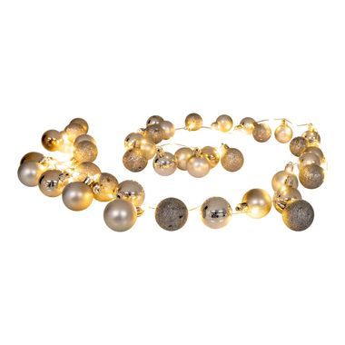 Guirlande lumineuse LED, boules de Noël, dorées, minuterie, IP44, L 240 cm