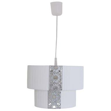 Pendant lamp, metal, textile, white, H 105 cm