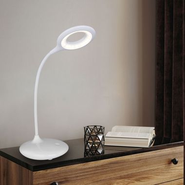 Lampada da tavolo a LED, bianca, touch, dimmer, spot orientabile