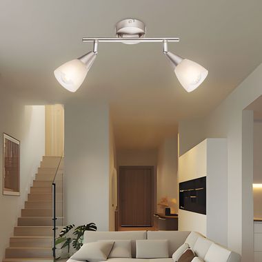 Lampada da soffitto, faretti mobili, nickel opaco