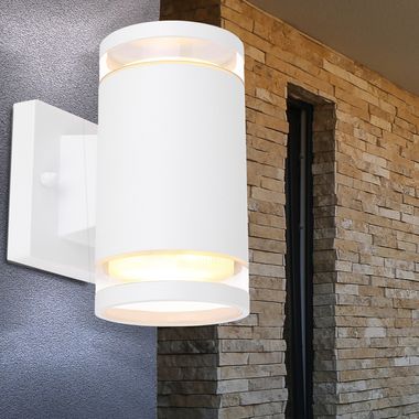 Außen Wandleuchte, Aluminium, Glas, weiß, IP44
