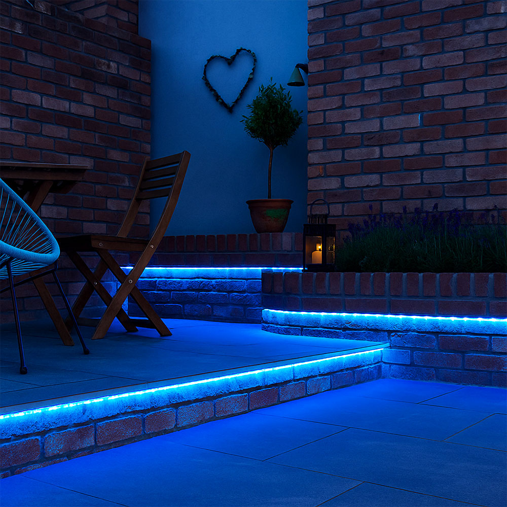 LED Lichtschlauch, Blau, klar, IP44, spritzwassergeschützt, L 600 cm