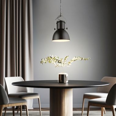 Pendelleuchte, Metall schwarz, E27, H 120 cm