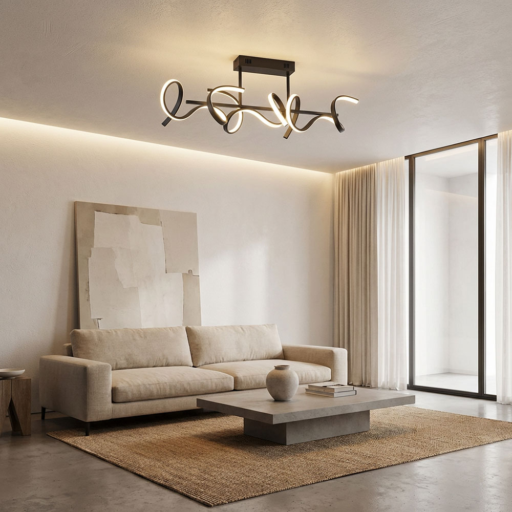 LED Deckenleuchte Von Hofstein – Dimmbar, Schwarz/messing, Modern Für Wohn- & Esszimmer