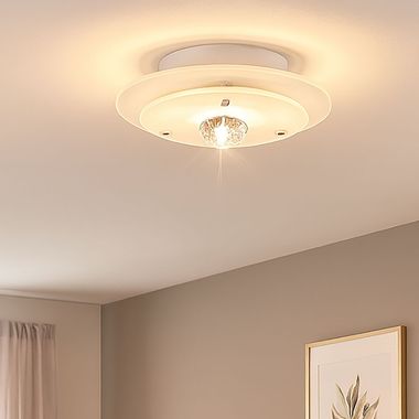 Deckenleuchte, Metall, Glas, rund, DM 22cm, DIAMANTIS