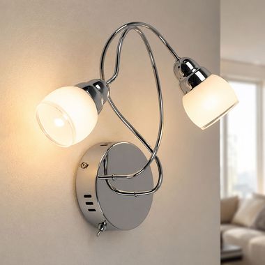 LED-wandlamp OHARA, schakelaar, verstelbaar, verchroomd, B 35 cm