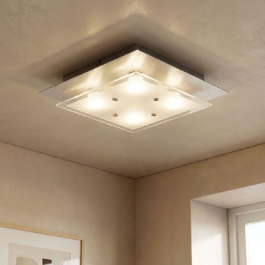 Plafoniera di design realizzata in alluminio e vetro