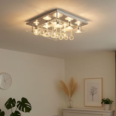 Lampe moderne en chrome et verre cristal