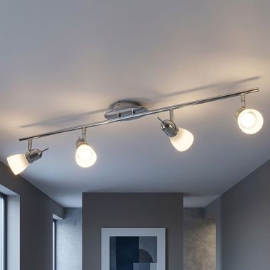 LED Deckenstrahler aus Chrom und Glas, Länge 95 cm