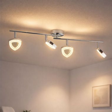 LED plafondlamp, zilver, verstelbare spots, L 80 cm