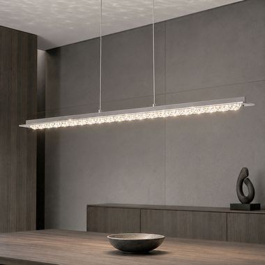 Lampa wisząca LED, metal, szkło, chrom, dł. 87 cm