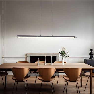 Lampada a sospensione LED, metallo, vetro, cromo, L 87 cm