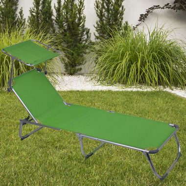 Gartenliege, Sonnenblende, Lehne/Blende beweglich, grün, L 188 cm, KISO