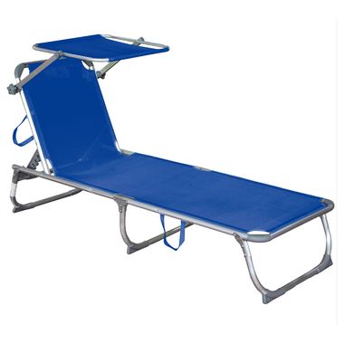 Gartenliege, Sonnenblende, verstellbar, blau, L 188 cm, KISO