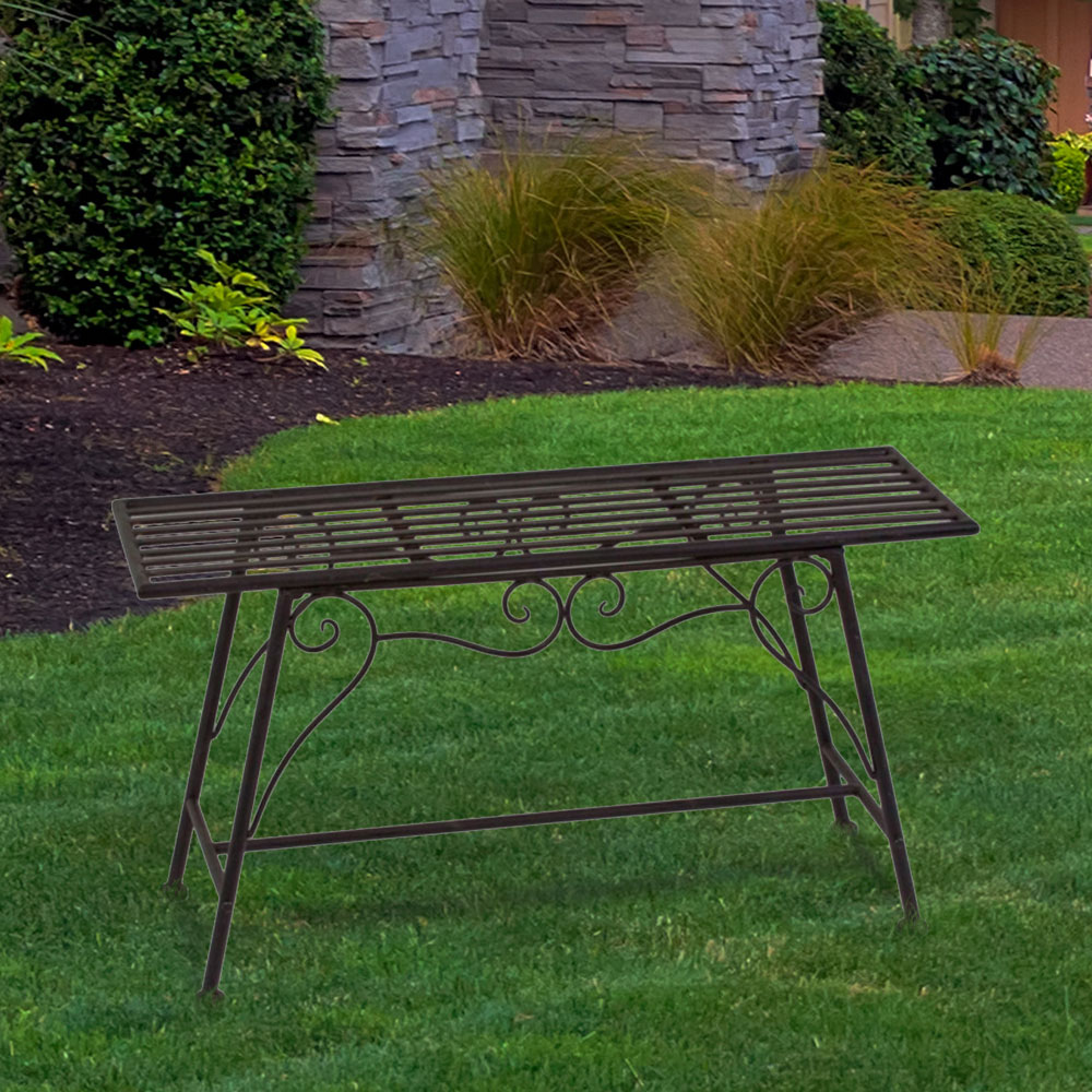 Gartenbank, Metall Rost Optik, verschnörkelt, L 83 cm