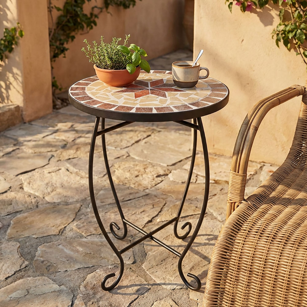 Runder Blumenhocker im Mosaik Design AMBANG