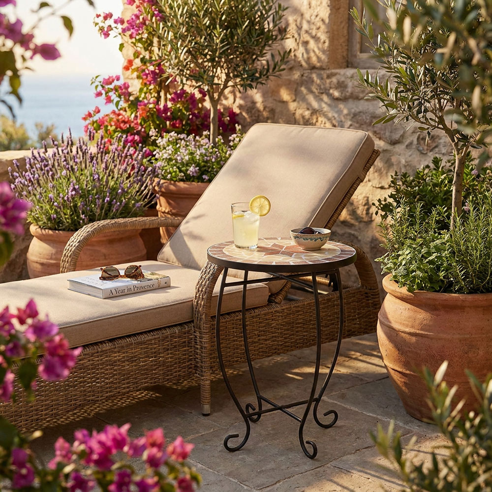 Runder Blumenhocker im Mosaik Design AMBANG