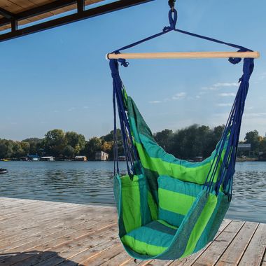 Hangstoel met 2 kussens, blauw, groen