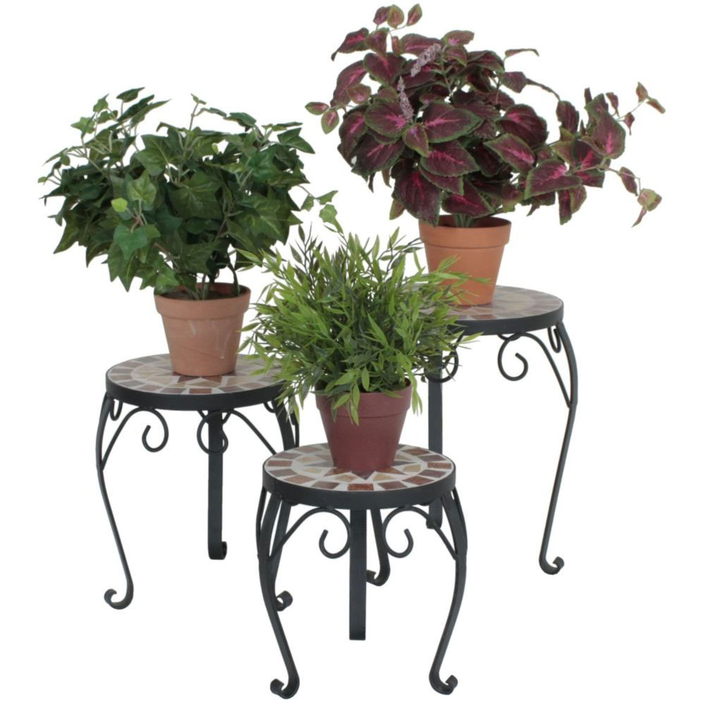 3er Set Mosaik Blumenhocker, rund