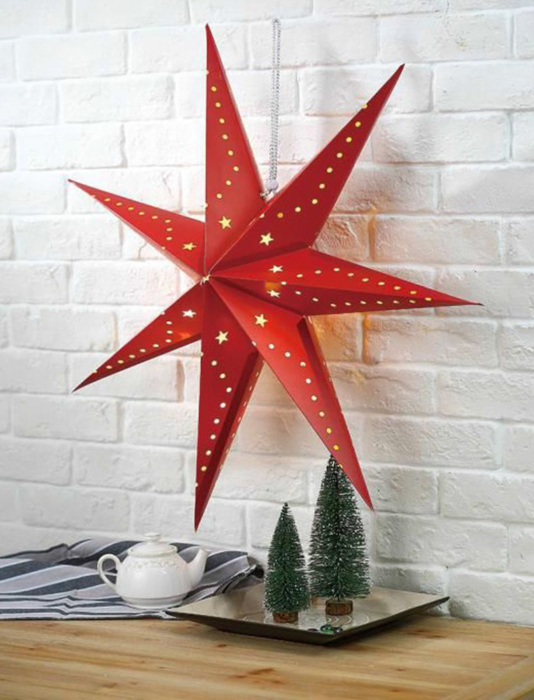 LED Weihnachtsstern, Papier rot, 70 cm REDSTAR