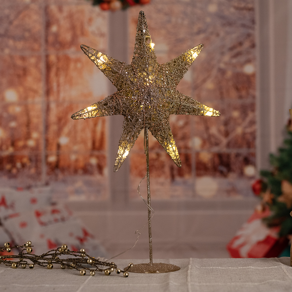 LED Weihnachtsstern Dekolampe, gold silber, Höhe 50 cm