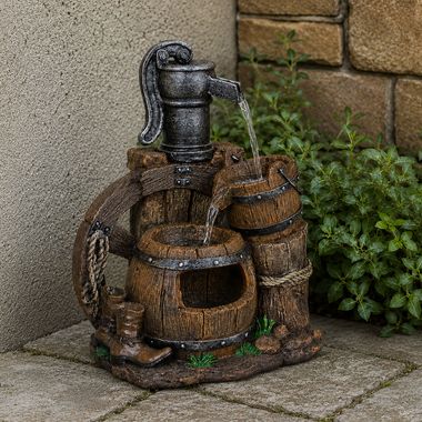 Springbrunnen, Garten, Holz-Stein-Optik, Höhe 61 cm