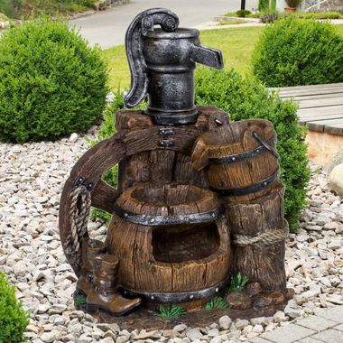 Fontana, giardino, aspetto legno e pietra, altezza 61 cm