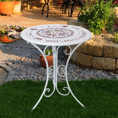 Bistrotisch, Kompass-Design, Eisen, weiß, 60 cm