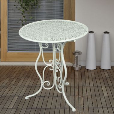 Stehtisch, Eisen, rund, weiß, H 70 cm
