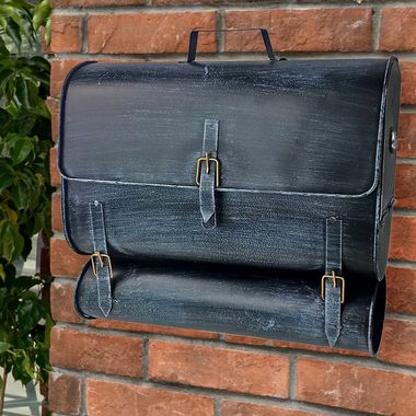 Boîte aux lettres, design cartable, noir-bleu H 38,5 cm