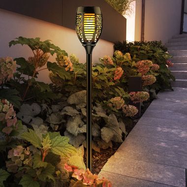 LED Solarleuchte, Fackel, Akku, IP44, schwarz, H 72,5cm