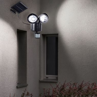 LED wandlamp op zonne-energie, bewegingsmelder, draaibaar, zwart