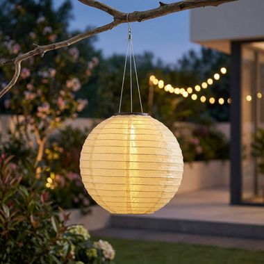 Suspension solaire à LED pour l'extérieur, lampion sable, H 55 cm