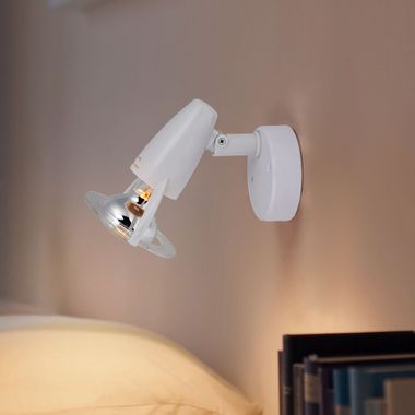 Wall light, plastic, white, movable spotlight, E14, H 12 cm