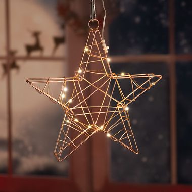 Stella di Natale a LED, metallo, rame, H 25 cm