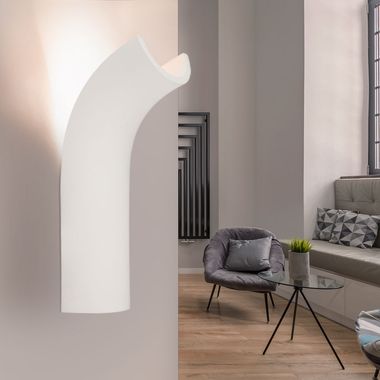 LED wall lamp, plaster, white, H 30 cm
