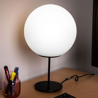 Lampada da tavolo, metallo e vetro, H 41,5 cm