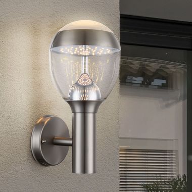 Kinkiet zewnętrzny LED CALLISTO, stal nierdzewna, srebrny, IP44, wys. 31,7 cm
