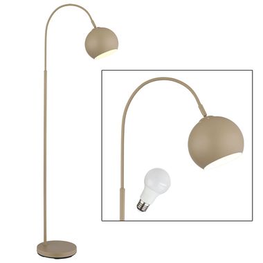 LED booglamp, metaal, zandkleurig, H 150cm