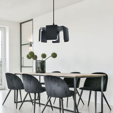 Lampada a sospensione, nero, acciaio, angolare, 1x E27, H 110 cm