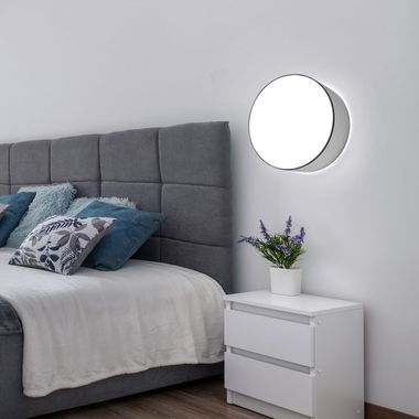 Applique, grigio, faretto rotondo, acciaio PVC, 25 cm
