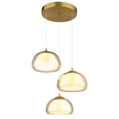LED Pendelleuchte, goldfarben gebürstet, Glas, H 150 cm