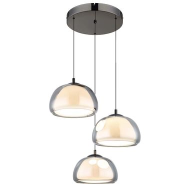 LED Pendelleuchte Metall, dimmbar, Glas rauch, H 150 cm